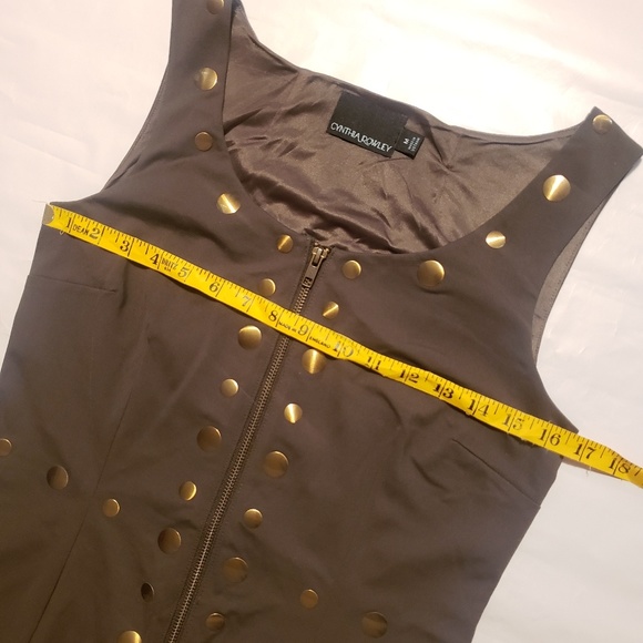 Cynthia Rowley Army Green/Gold Sheath Dress Medium - Picture 5 of 8